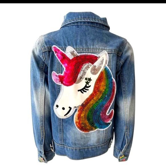 Lola and the boys RAINBOW STARS DENIM JACKET